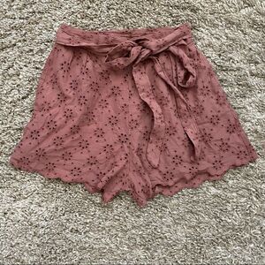 American Eagle Studio Rust Lace Hem Eyelet Lined Short Sz L